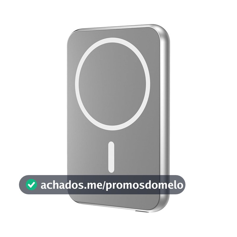 Geonav Power Bank, Carregador Portátil Universal por Indução 5.000mAh, Ultraslim Carregamento rápido, Compatível com MagSafe®, PB5KALMAGSV, Prateado