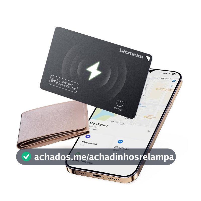 1 cartão rastreador de carteira Air Tag, rastreador Bluetooth recarregável para carteira, funciona com Apple Find My, localizador de cartões à prova d'água IP68 para carteiras, passaporte e bagagem