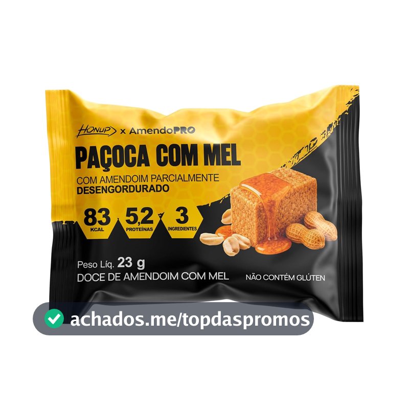 Paçoca com Mel Honup AmendoPro – Caixa com 12 Unidades de 23g