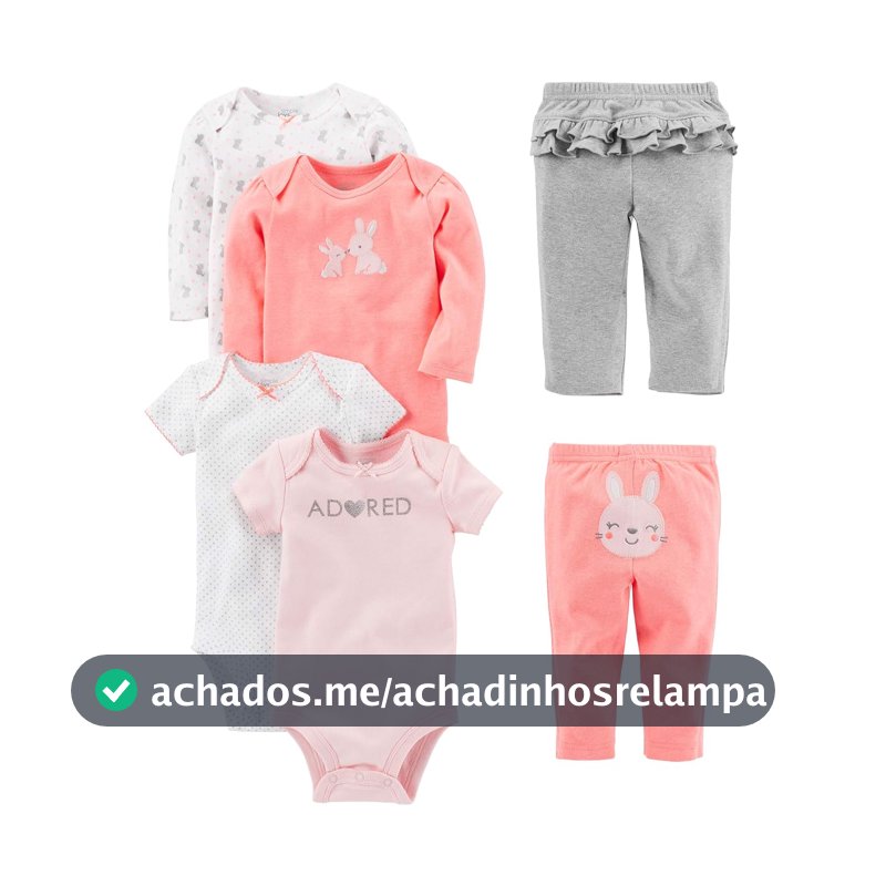 Conjunto de calças 6-piece Bodysuits (Short and Long Sleeve) and Pants Set Simple Joys by Carter'sMeninas