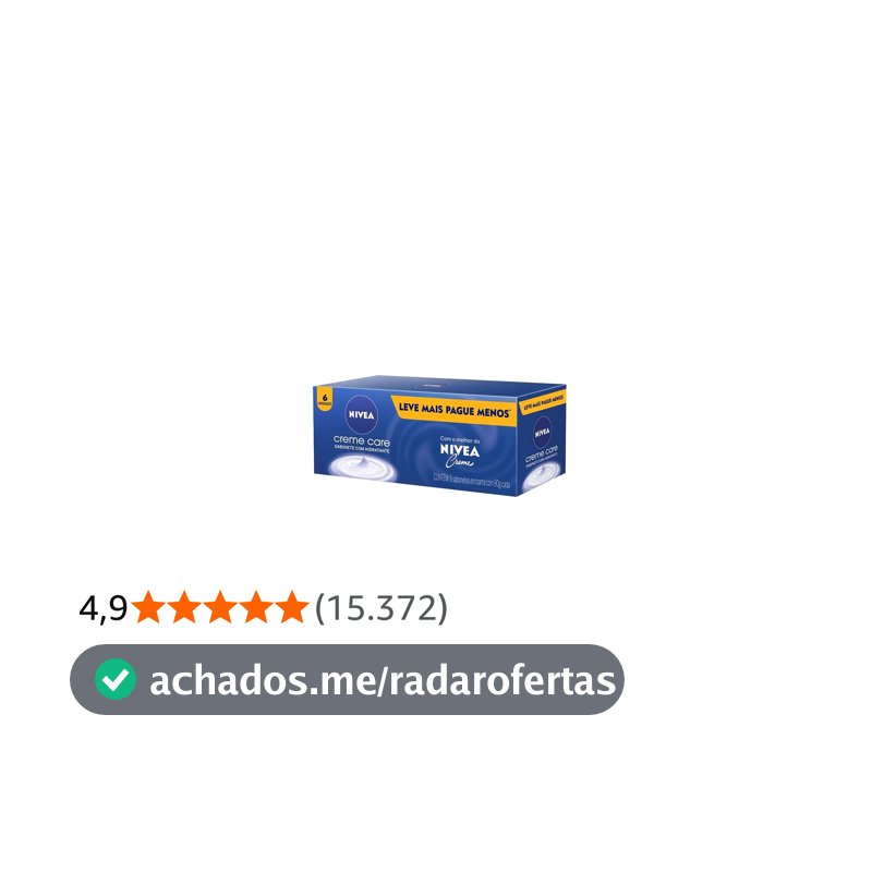 NIVEA Sabonete em Barra Creme Care Promo 6 un. 90g - Limpa e deixa a pele macia mesmo após o banho, com glicerina, fragrância NIVEA Creme e o exclusivo ingrediente Eucerit