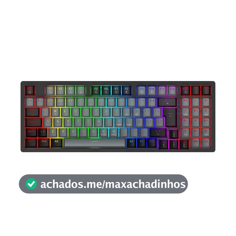 Teclado Mecânico Gamer com Fio 95 Teclas, RGB com 20 Modos de Iluminação, Switch Vermelho Hot Swap, Anti Ghosting, Teclado Compacto USB para PC, Notebook, Windows e Mac (Cinza)