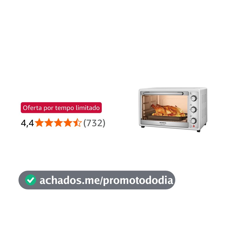 MONDIAL Forno Elétrico 52L Grand Family II, Branco/Inox, 1800W, 110V - FRN-52-W