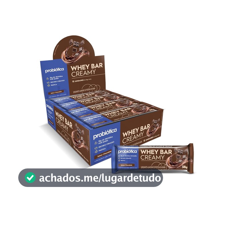 Whey Bar Creamy Caixa 12 unidades (456g), Chocolate, Probiótica