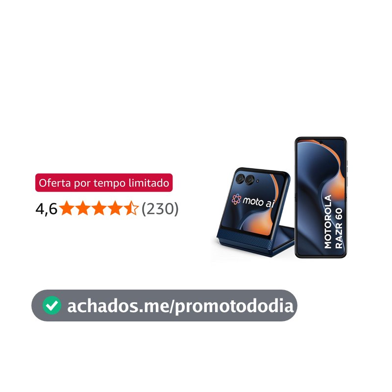 Smartphone Motorola Razr 60-256GB 12GB RAM+12GB Ram Boost Tela dobrável 6,9" pOLED e externa 3,6” Moto AI camera IP48 - Azul Marinho