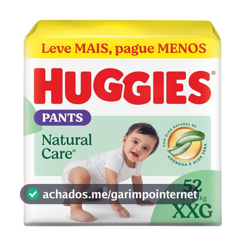 Huggies Fralda Pants Premium Natural Care XXG - 52 Un