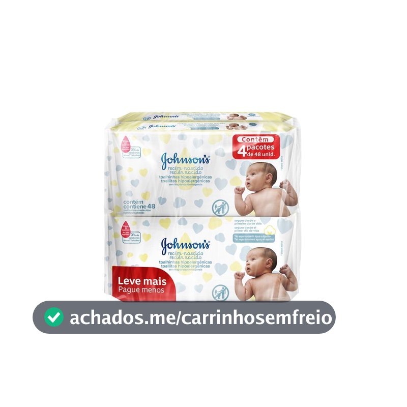 Lenços Umedecidos Johnson's Baby Recém-Nascido, 192 Unidades