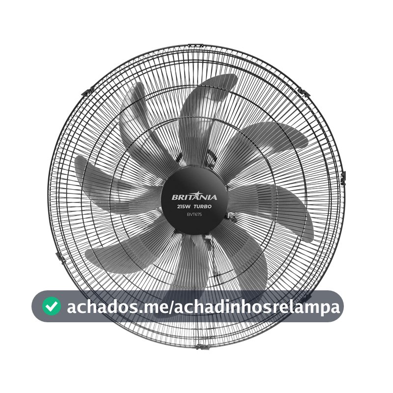 Britânia Ventilador de Parede BVT675 Tecnologia Max Force 215W 127V Oscilante