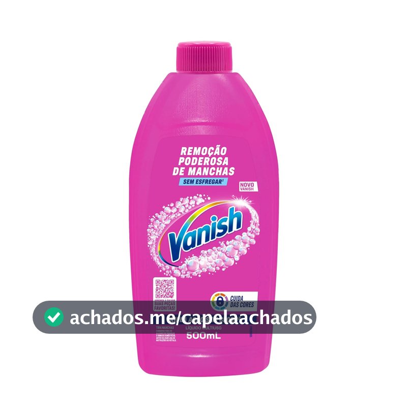 Tira Manchas Líquido Vanish Oxi Action Pink 500ml para Roupas Coloridas. Sem Cloro, Remove Manchas sem Danificar o Tecido, Preserva as Cores e Deixa as Roupas com Aparência de Novas.