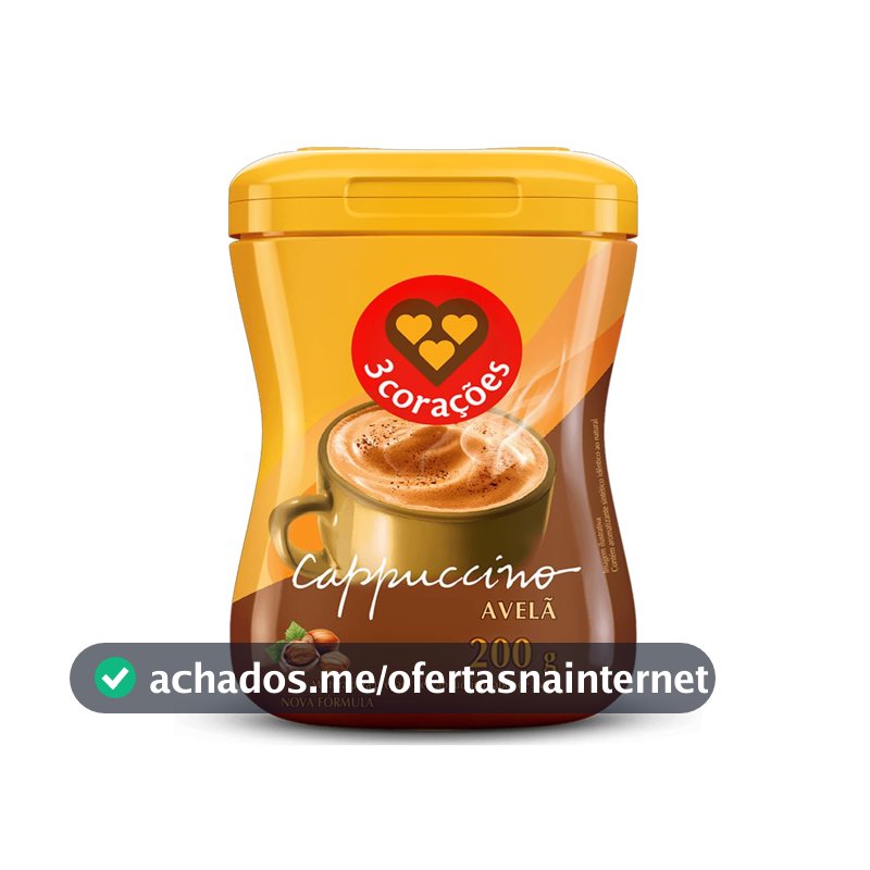 3 Corações Cappuccino Sabor Avelã, 200g, Pó
