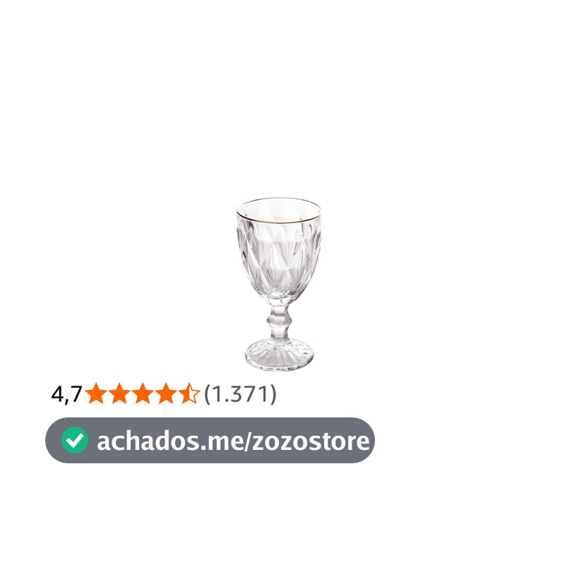 LYOR - Conjunto de 6 Taças de Vidro Para Água Diamond 325ml Transparente Com Fio Dourado - Mesa Posta - Itens Para Casa - Utensílios de Cozinha - Enxoval - Casamento