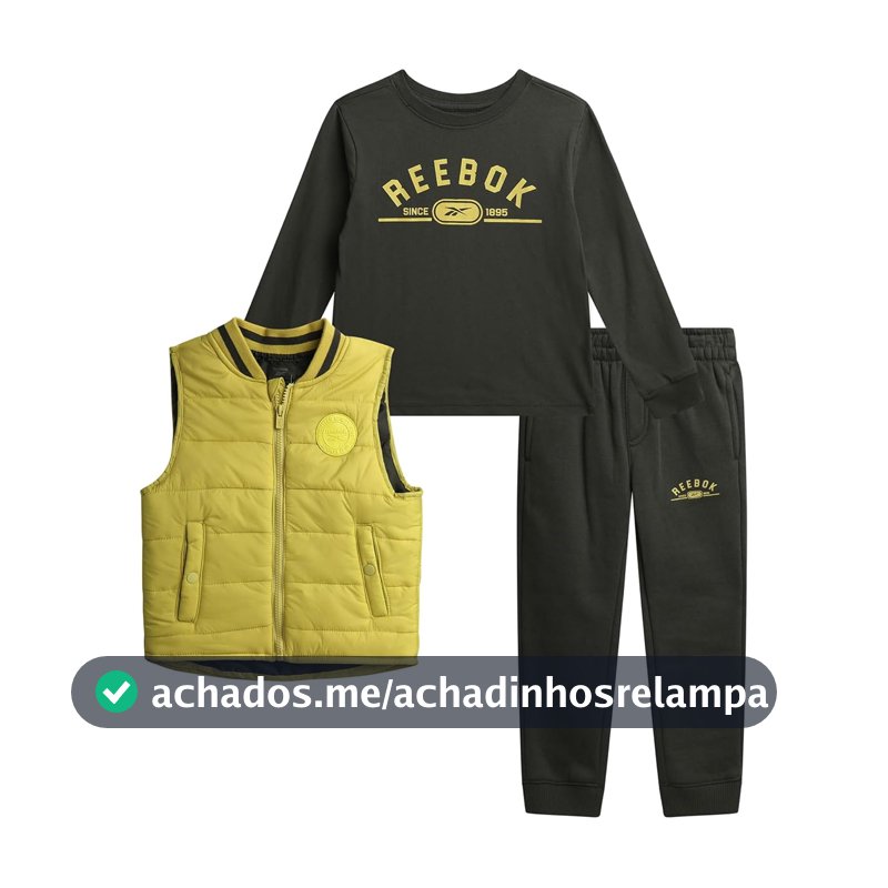 Reebok Conjunto de colete acolchoado de 3 peças para meninos - camisa e