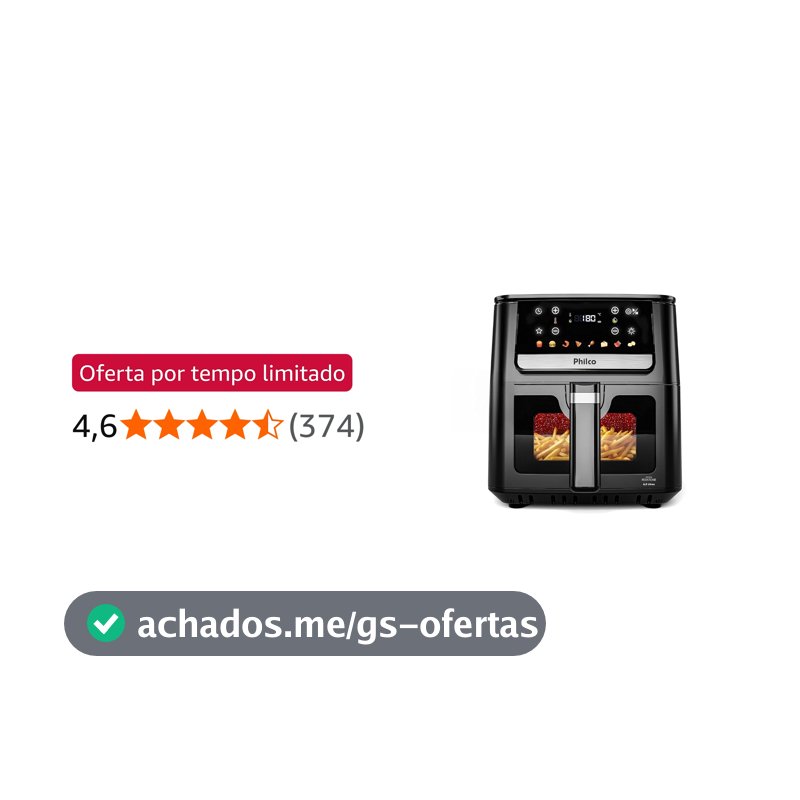 Air Fryer Philco 6,5L Visor Glass 1700W PAF65 127V