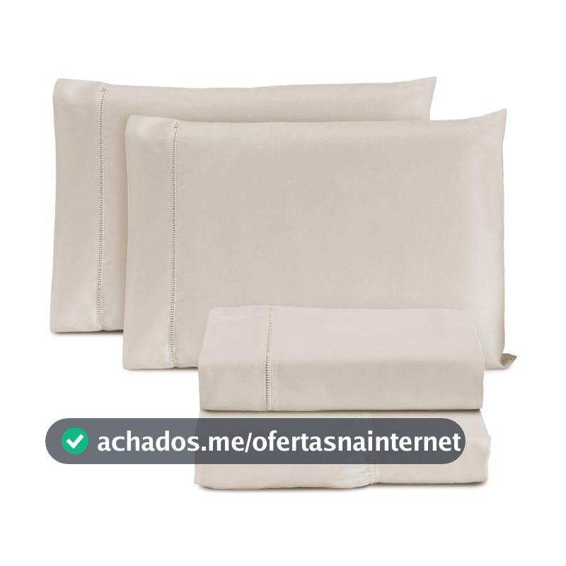Jogo de Cama Casal Padrão Percal 400 Fios Ponto Palito 04 Peças, Antiácaro, Não faz bolinha Toque Extra Macio – Branco -