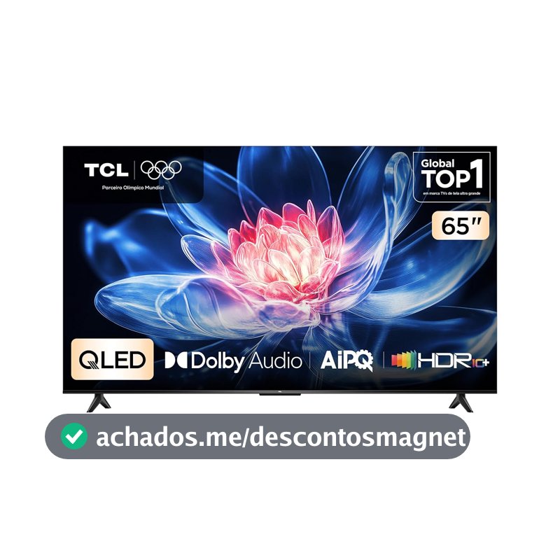 Smart TV TCL 65 Polegadas QLED 4K T6C WiFi Bluetooth Google TV Tela HVA e HDR10+ 65T6C