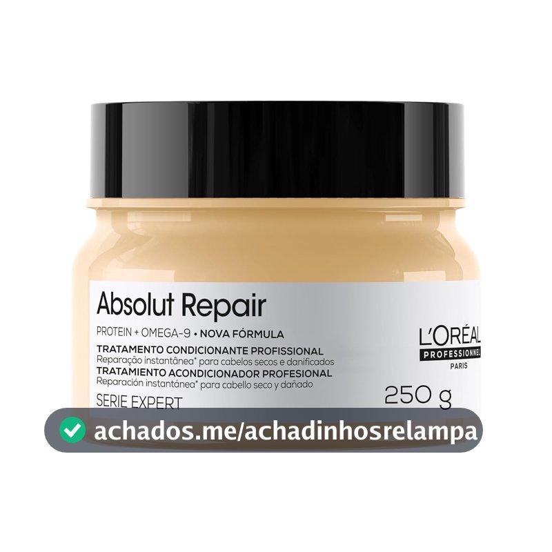 L'Oréal Professionnel Máscara Capilar Absolut Repair, Tratamento Capilar Proteico Para Nutrição Profunda, Hidrata, Repara Danos e Acrescenta Brilho, Para Cabelos Secos e Danificados