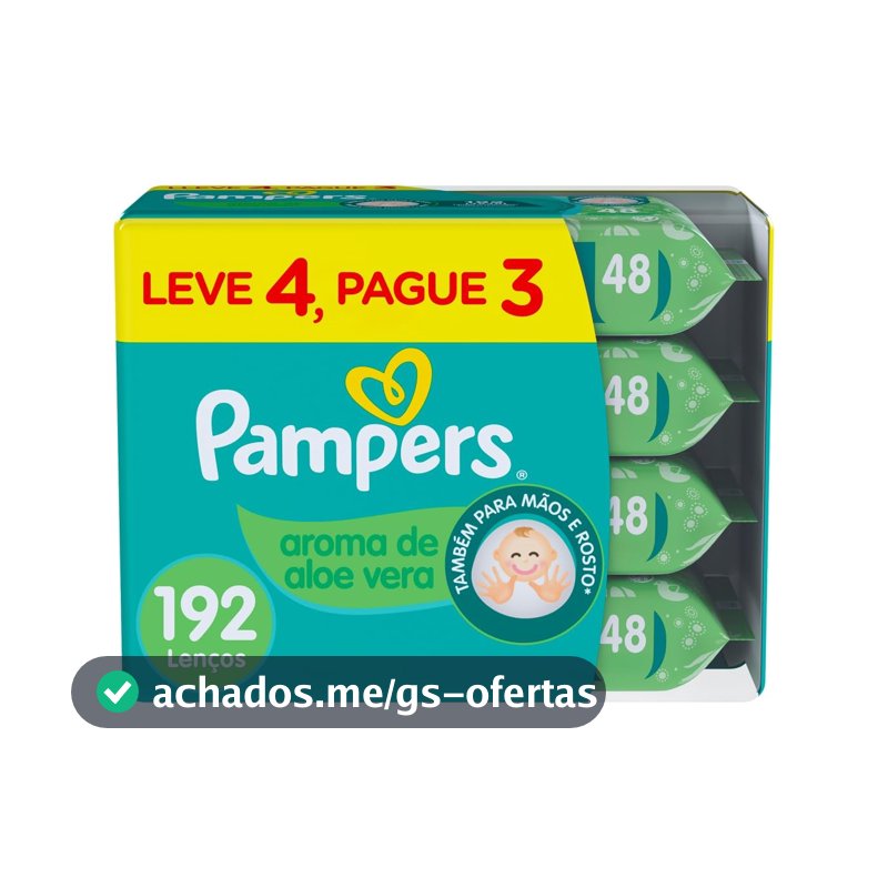 Lenços Umedecidos Pampers Aroma de Aloe Vera 192 Unidades