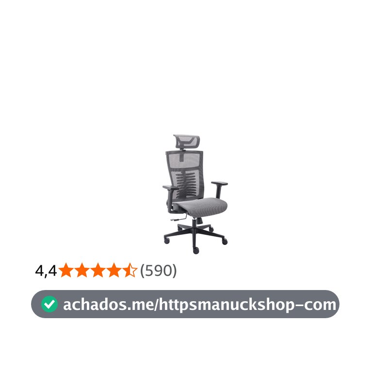 Elements Cadeira de Escritorio Ergonômica Vertta Pro com Apoio Lombar e Cabeça Respirável, Preta/Cinza