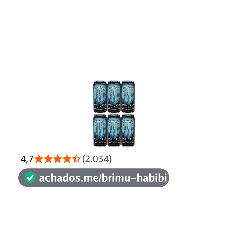 Pack de Monster Absolutely Zero LT 473ml - Unidade 6 unidades