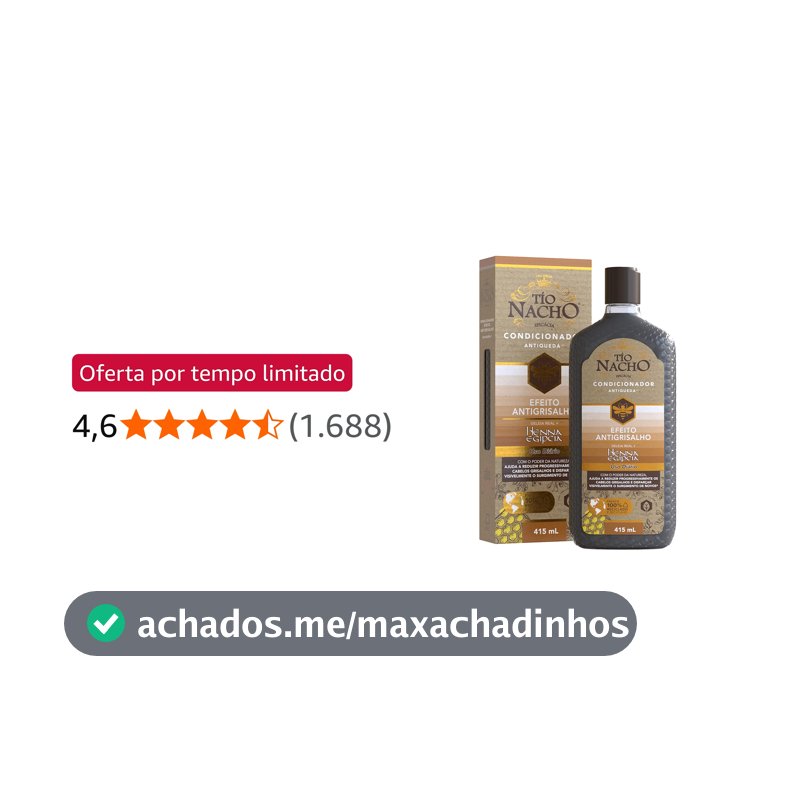 Condicionador Tio Nacho Antiqueda Antigrisalho com Henna Egípcia e Geleia Real para Cabelos Grisalhos e Fracos, 415 ml