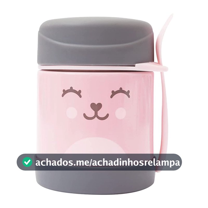 Pote Térmico com Colher Buba Gumy, Rosa