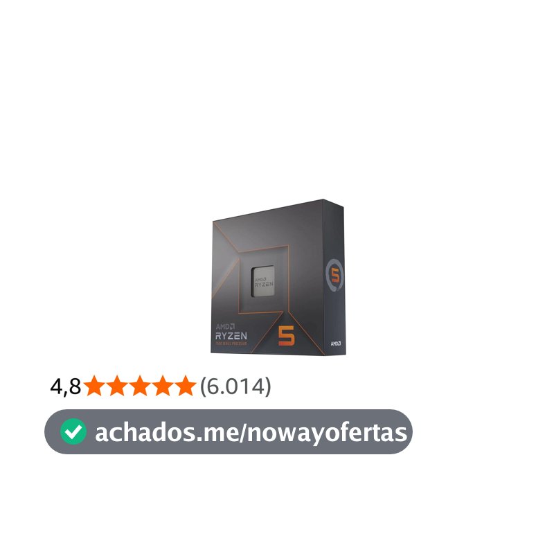 Processador AMD Ryzen 5 7600X Box (AM5/6 Cores/12 Threads/5.3GHz/38MB Cache/Radeon Graphics) Com Vídeo/Sem Cooler