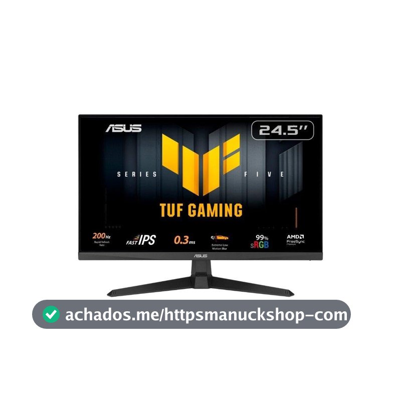 Monitor Gamer ASUS TUF 25", Full HD, 200Hz, 0.3ms, IPS, FreeSync Premium, Som Integrado, Preto - VG259Q5A
