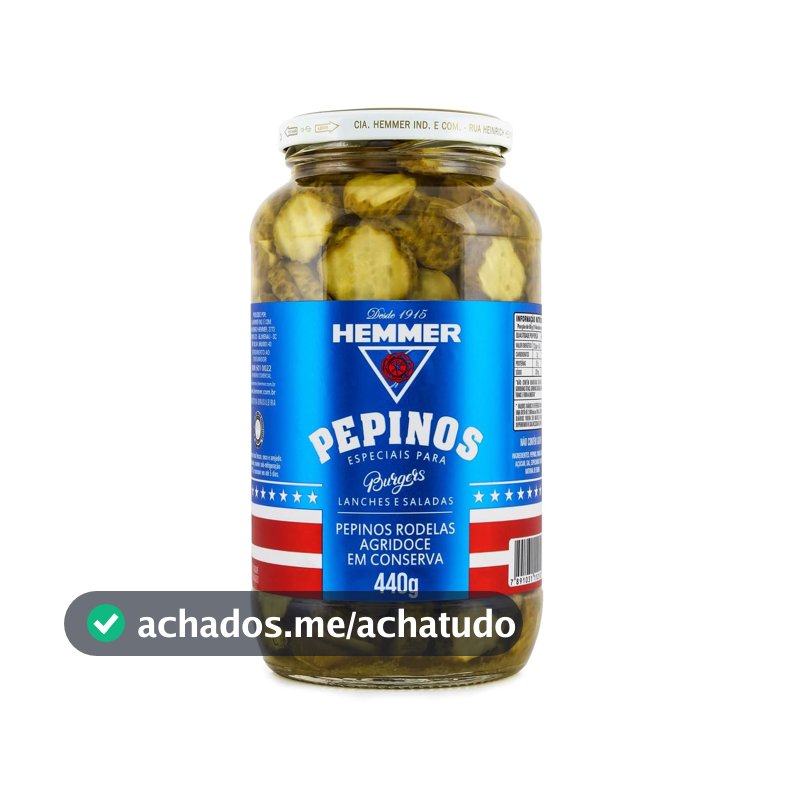 Pepinos em Conserva Agridoce Hemmer Vidro 440G