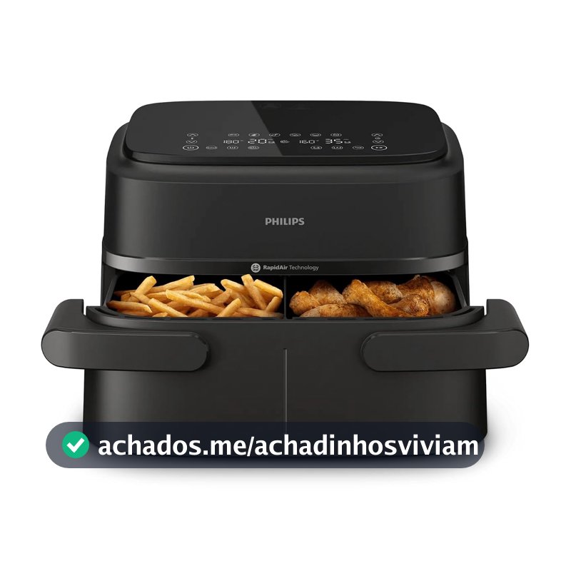 Philips Walita Fritadeira Airfryer Duplo Cesto 7,1L, Preta, 220V