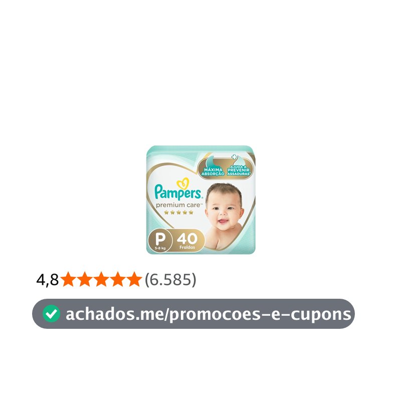 Fralda Pampers Premium Care Tamanho P 40 Unidades