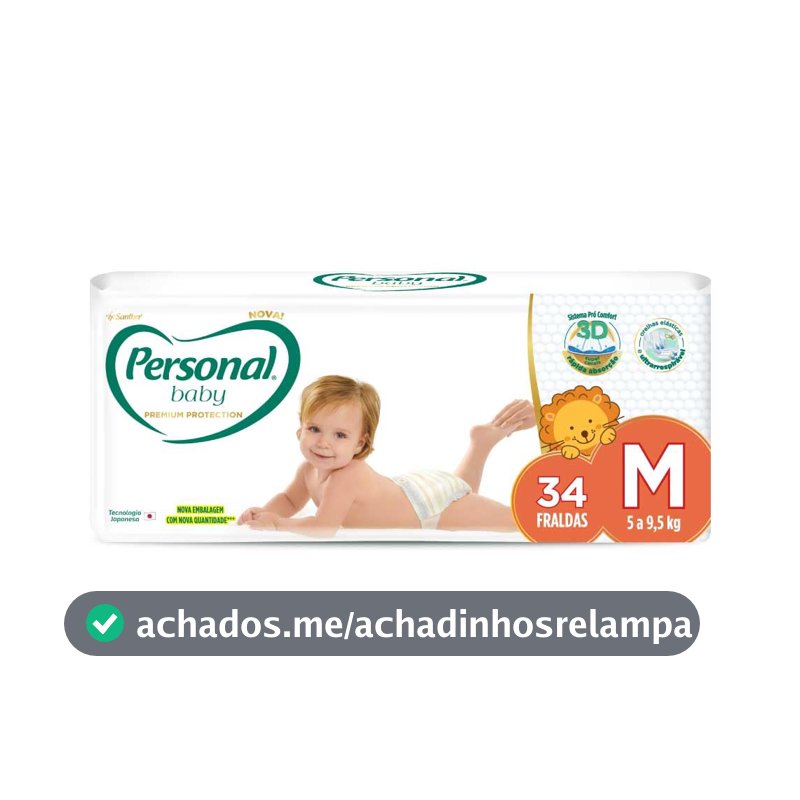 Personal 'Fralda Baby Premium Protection M Com 34 Unidades