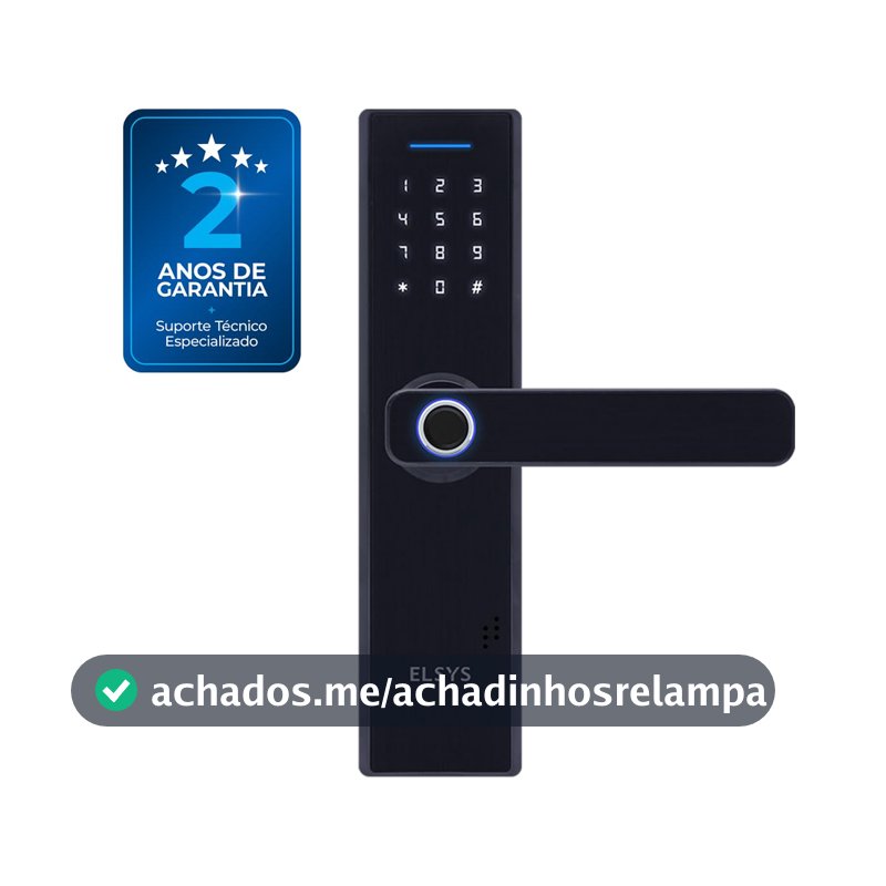 Fechadura Digital de Embutir com Biometria, Elsys, ESF-DE2000B, Preta - Abertura via Biometria e Senha Numérica