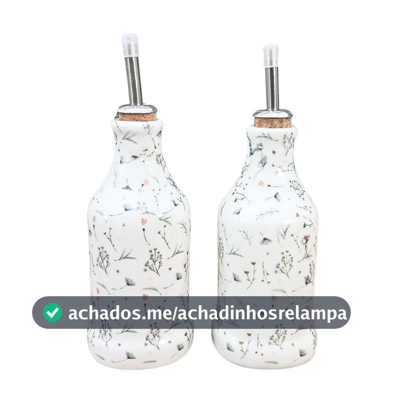 Kit Galheteiro Porcelana Branca Decorada Arabescos (2 peças)