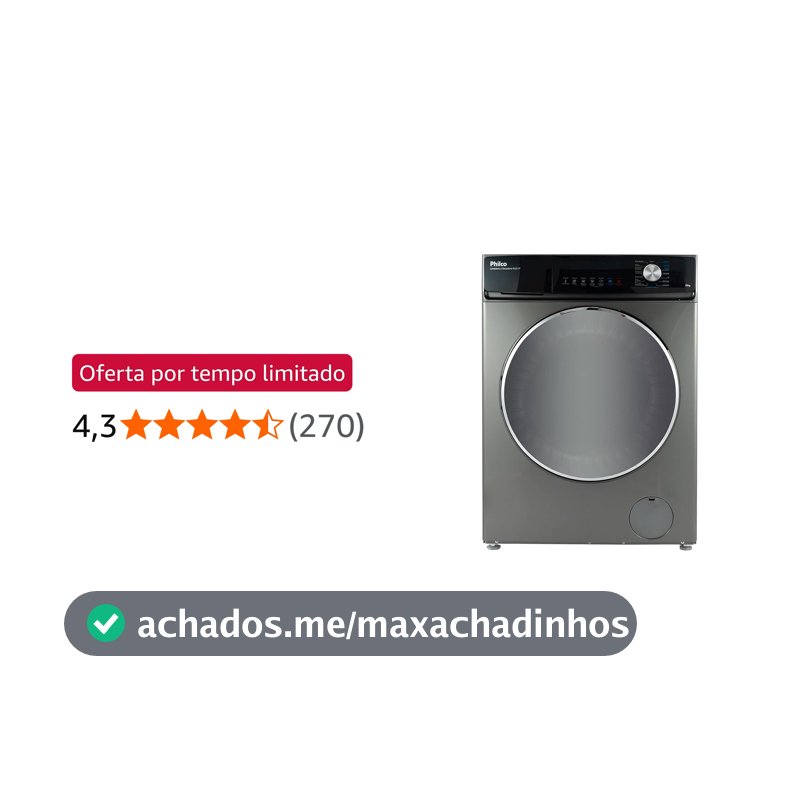 Lava e Seca 16 Programas Eco Inverter Philco 10 kg Inox Pls11t - 110v