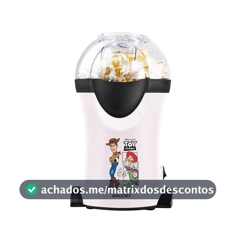 Pipoqueira Elétrica Mallory Toy Story – Pipocas Sequinhas e Sem Óleo, Bocal Expedidor, Copo Medidor para Manteiga e Pés Antiderrapantes - 127V