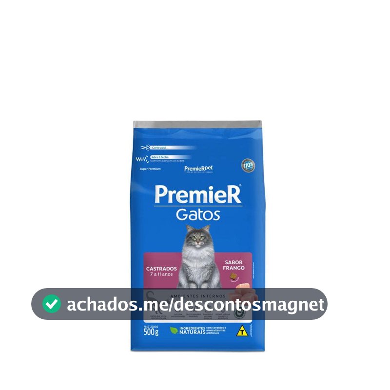 PremieR Pet Ambientes Internos Ração Seca para Gatos Castrados 7 a 11 Anos Sabor Frango 7,5kg