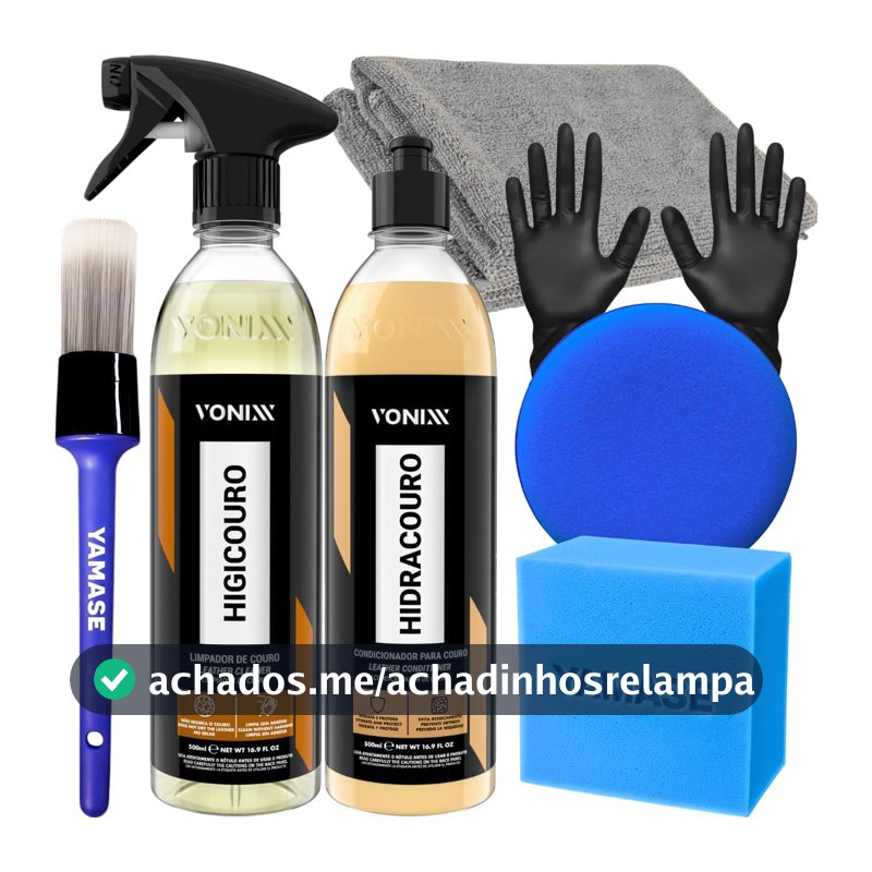 Kit Limpeza Hidratação Couro Vonixx Limpa e Hidrata Bancos Jaquetas Acessórios