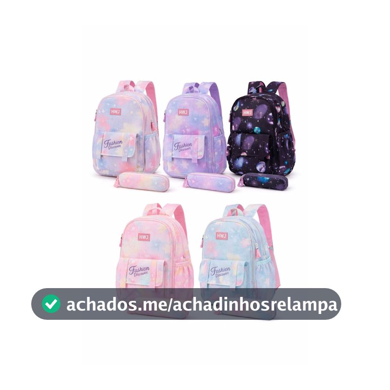 Mochila Infantil Feminina Colorida Escolar Grande Resistente Alças Acolchoadas Compartimentos Internos Impermeável com Bolso Frontal Estampa Colorida 42cm Menina