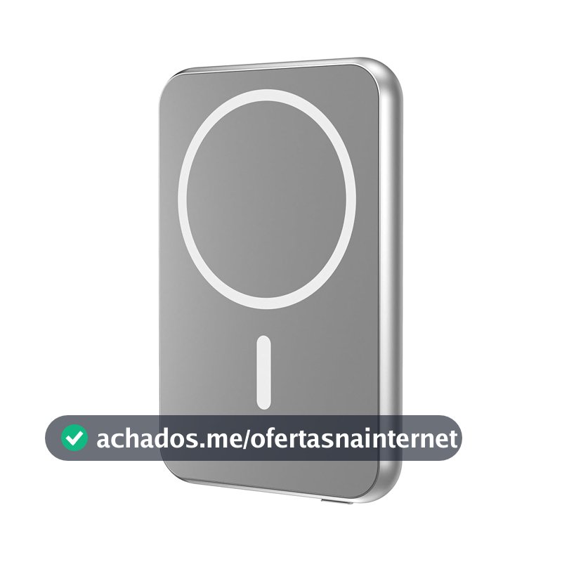 Geonav Power Bank, Carregador Portátil Universal por Indução 5.000mAh, Ultraslim Carregamento rápido, Compatível com MagSafe®, PB5KALMAGSV, Prateado