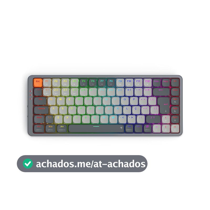 TECLADO MECANICO GAMER REDRAGON AZURE RGB PRETO E CINZA SWITCH MARROM