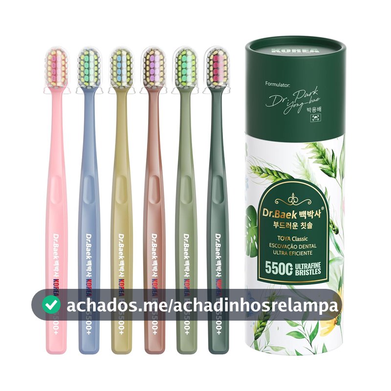 Dr.Baek Escova de Dente, 6 Unidades, Cerdas Ultrafinas 5500+, Limpeza Profunda, Macia para Gengivas, Kit Familiar Multicores