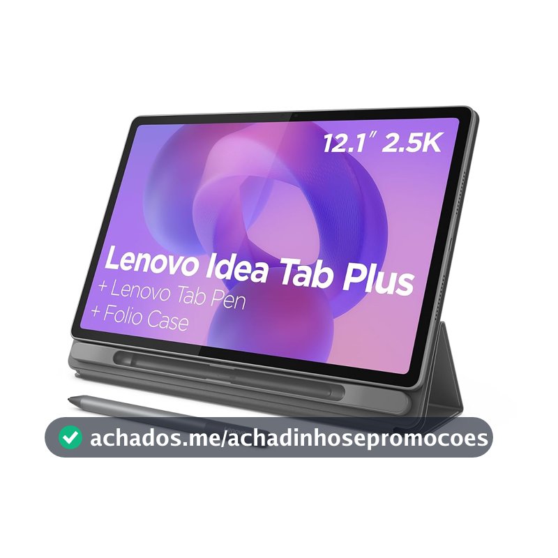 Tablet Lenovo Idea Tab Plus 12.1" 2.5K 90Hz - Octa-Core, 8GB RAM, 128GB, Wi-Fi 5, Android 15, Caneta e Case