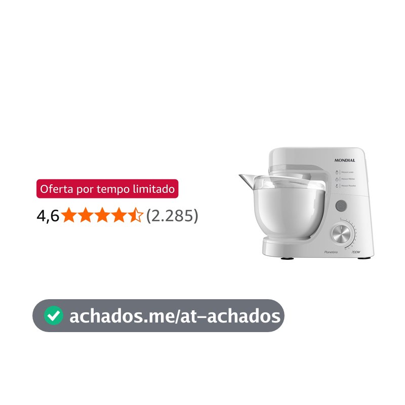 Batedeira Planetária, Mondial, Branco, 700W, 220V - BP-03-W