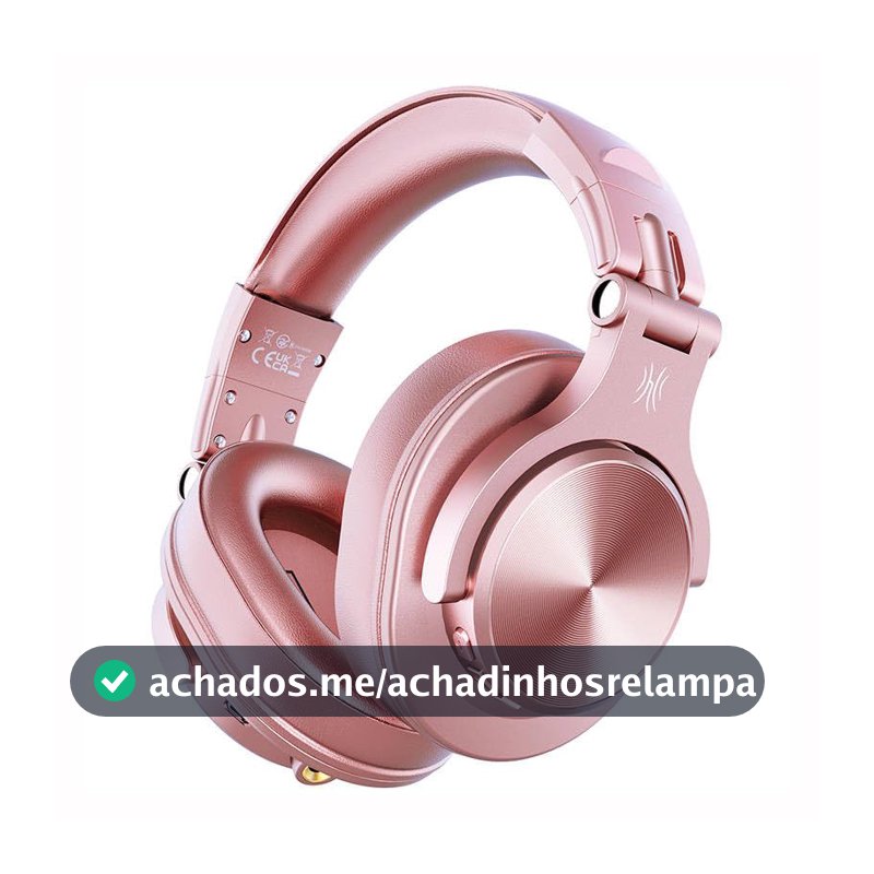 Fone de Ouvido OneOdio A70 Pink, Sem Fio e Com Fio, Bluetooth, Cabo P2 e P10, Dobrável e Rotativo, P/DJ e Entusiastas, Até 72 Horas de Reprodução, Jack Lock System, Confortável, Rosa