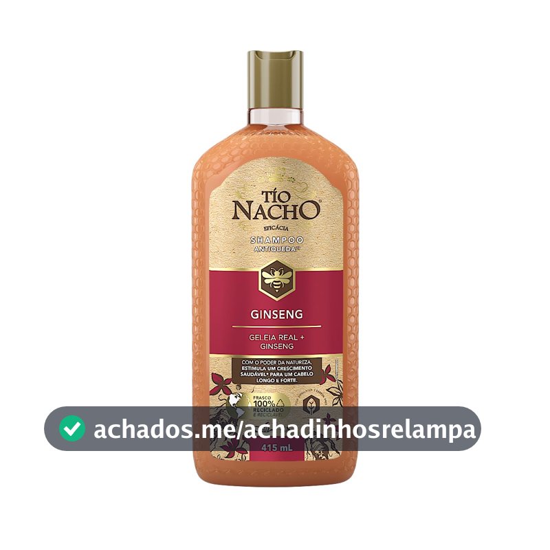 Shampoo de Ginseng Tío Nacho, Com Geleia Real, 415ml
