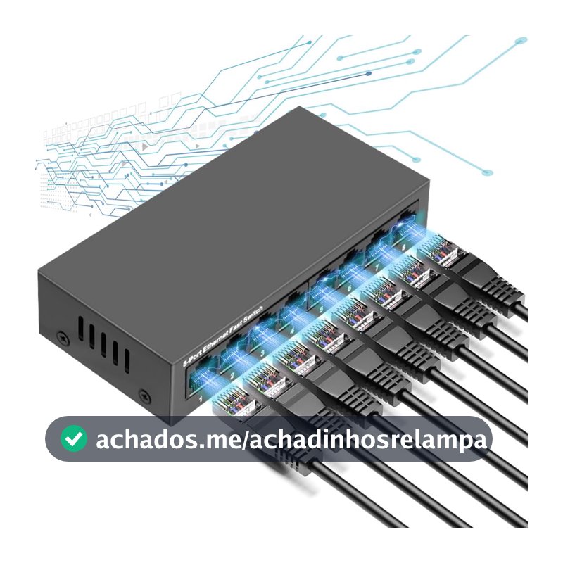 Switch Ethernet Gigabit de 8 Portas, Switch Gigabit, Divisor de Ethernet Desktop, Hub de Derivação de Rede Ethernet, 8  Portas LAN Gigabit 1000Mbps, Interruptor de Rede Ethernet Silencioso Preto
