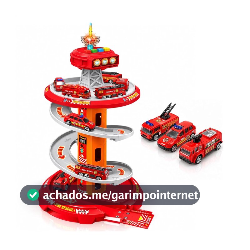 Pista de Carrinhos Infantil Brinquedo Corrida Posto Bombeiro Com Luz e Som