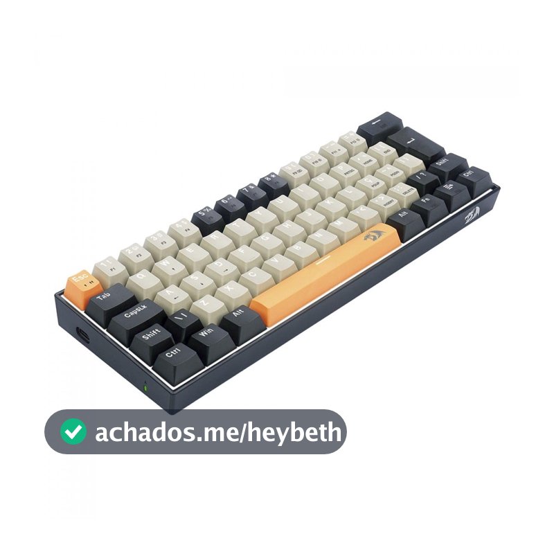 TECLADO GAMER REDRAGON LAKSHMI LARANJA+CINZA+ PRETO COM SWITCH MARROM