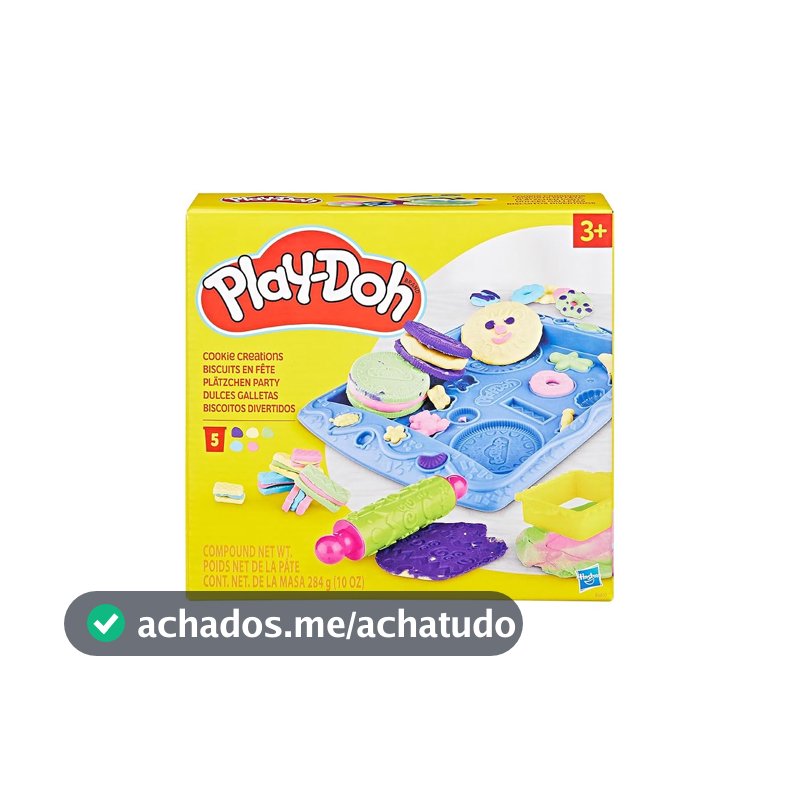 Play-Doh Conjunto de massinha Biscoitos Divertidos kit de massinha com acessórios e 5 cores de massa Play-Doh, presente para crianças acima de 3 anos
