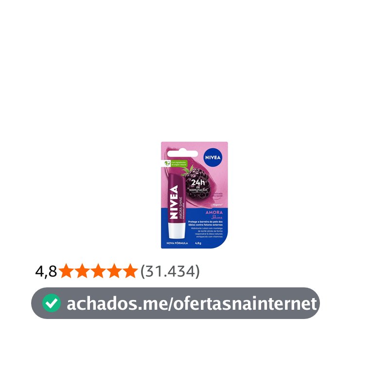 NIVEA Hidratante Labial Amora Shine 4,8g, Hidratação Intensa 24h, Cor Suave, Brilho Delicado, Cuidado Diário, Manteiga de Karité